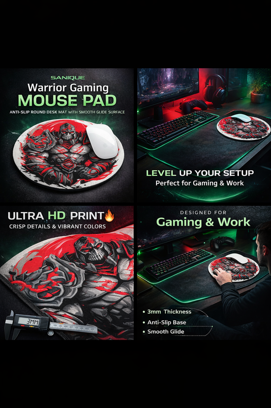 Sanique Samurai Gaming Mouse Pad – Anti-Slip Desk Mat with Smooth Control Surface
