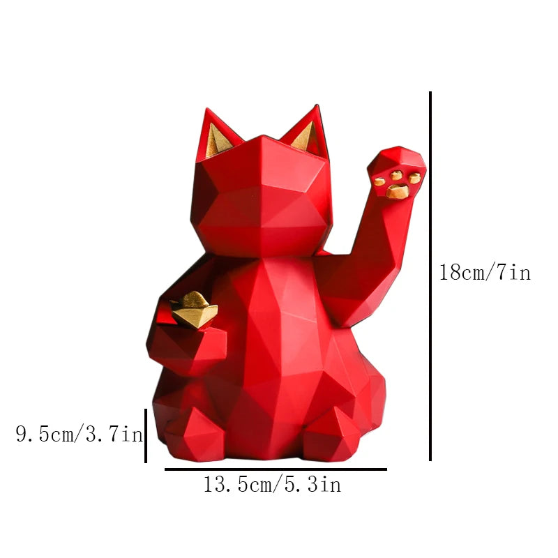 Resin Lucky Cat Statue | Nordic Animal Figurine Home Decor