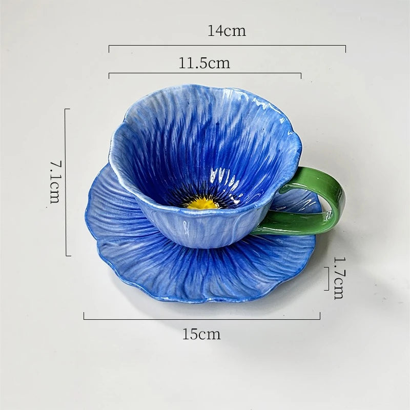Ceramic Coffee Cup & Saucer Set | Afternoon Tea Latte Cup for Home & Cafe