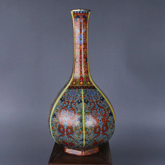 Porcelain Antiqued Distressed Vase | Chinese Style Decorative Bottle | Vintage Home Decor Accent