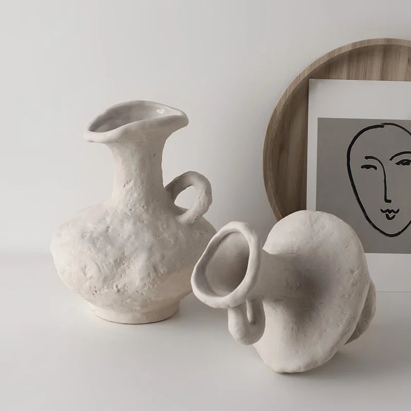 Ceramic White Vase | Scandinavian Hydroponic Flower Pot Room Decor