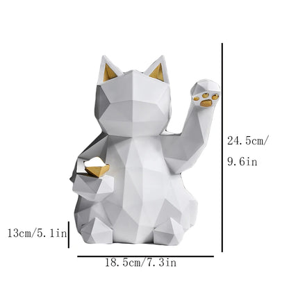Resin Lucky Cat Statue | Nordic Animal Figurine Home Decor