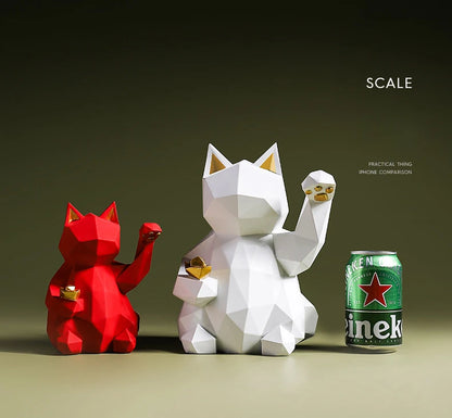 Resin Lucky Cat Statue | Nordic Animal Figurine Home Decor