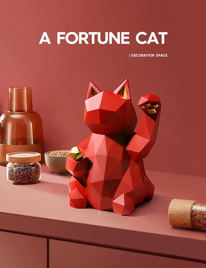 Resin Lucky Cat Statue | Nordic Animal Figurine Home Decor