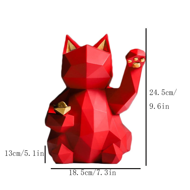 Resin Lucky Cat Statue | Nordic Animal Figurine Home Decor