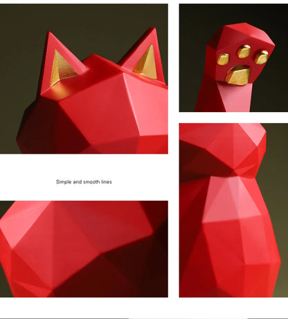 Resin Lucky Cat Statue | Nordic Animal Figurine Home Decor