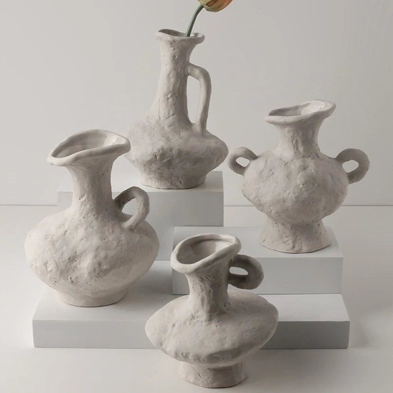 Ceramic White Vase | Scandinavian Hydroponic Flower Pot Room Decor