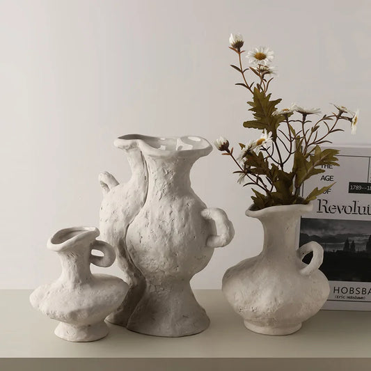 Ceramic White Vase | Scandinavian Hydroponic Flower Pot Room Decor