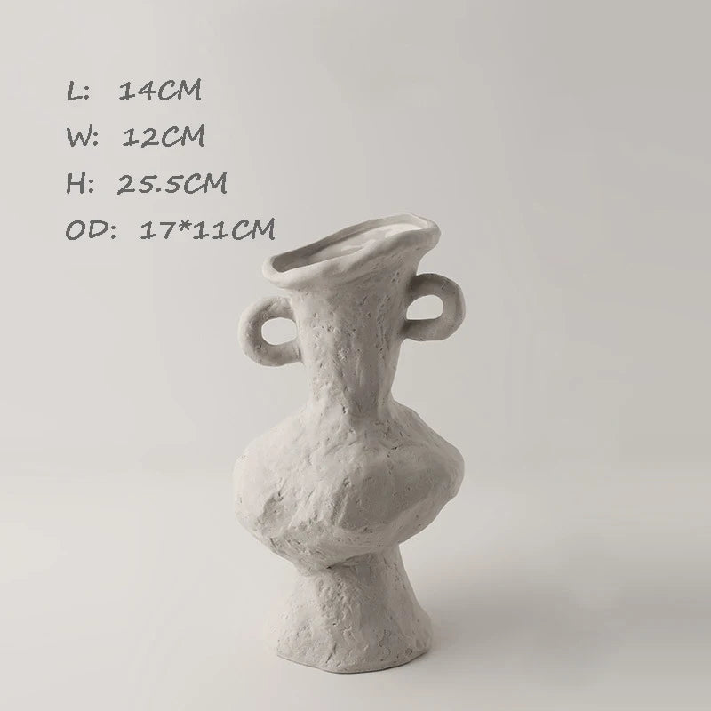 Ceramic White Vase | Scandinavian Hydroponic Flower Pot Room Decor