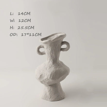 Ceramic White Vase | Scandinavian Hydroponic Flower Pot Room Decor