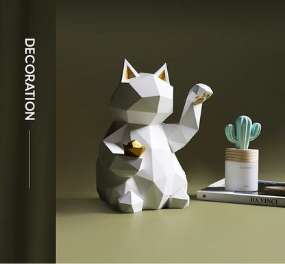Resin Lucky Cat Statue | Nordic Animal Figurine Home Decor