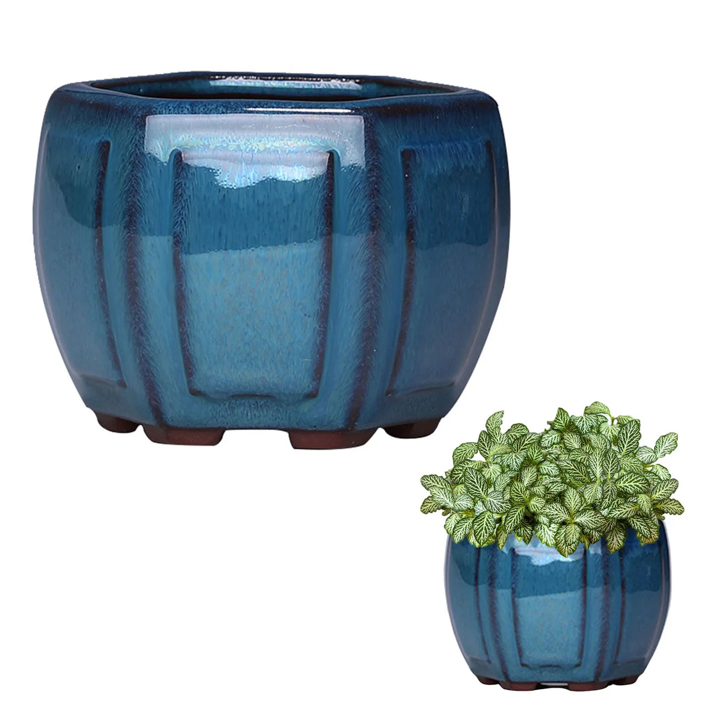 Ceramic Garden Planter Pot with Drainage Hole – Indoor Plant Pot for Balcony, Living Room & Bedroom Decor