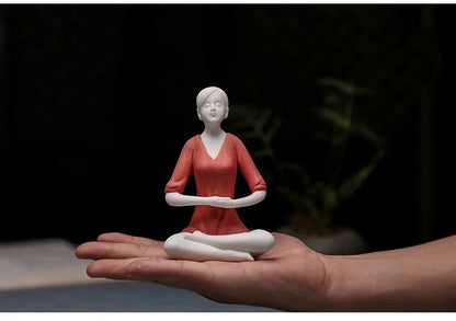 Ceramic Yoga Girl Figurine | Zen Home & Office Table Decor Sculpture