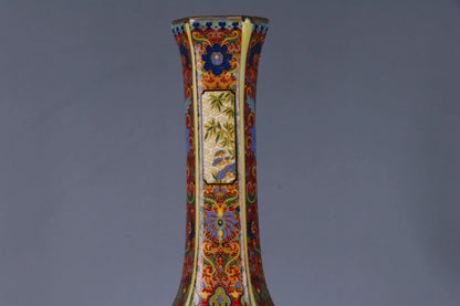 Porcelain Antiqued Distressed Vase | Chinese Style Decorative Bottle | Vintage Home Decor Accent