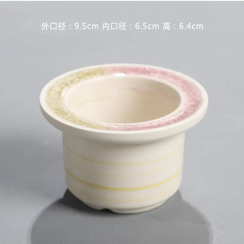 Ceramic Glazed Mini Flower Pot – Hand-Painted Ice Split Thumb Basin | Creative Round Mouth Succulent & Fleshy Plant Pot