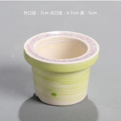 Ceramic Glazed Mini Flower Pot – Hand-Painted Ice Split Thumb Basin | Creative Round Mouth Succulent & Fleshy Plant Pot
