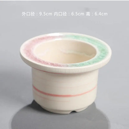 Ceramic Glazed Mini Flower Pot – Hand-Painted Ice Split Thumb Basin | Creative Round Mouth Succulent & Fleshy Plant Pot