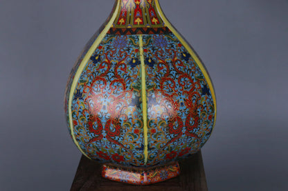 Porcelain Antiqued Distressed Vase | Chinese Style Decorative Bottle | Vintage Home Decor Accent