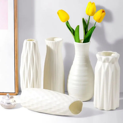 Plastic Imitation Ceramic Flower Vase – Modern Home & Garden Table Decor | Wedding, Party & Bonsai Pot DIY Gift