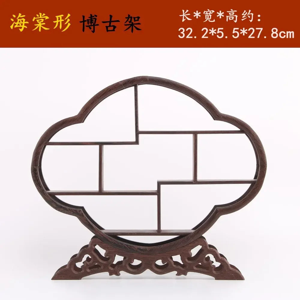 Retro Solid Wood Tea Set Display Rack | Storage & Organizer Stand
