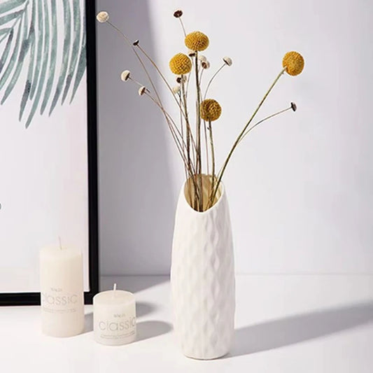 Plastic Imitation Ceramic Flower Vase – Modern Home & Garden Table Decor | Wedding, Party & Bonsai Pot DIY Gift