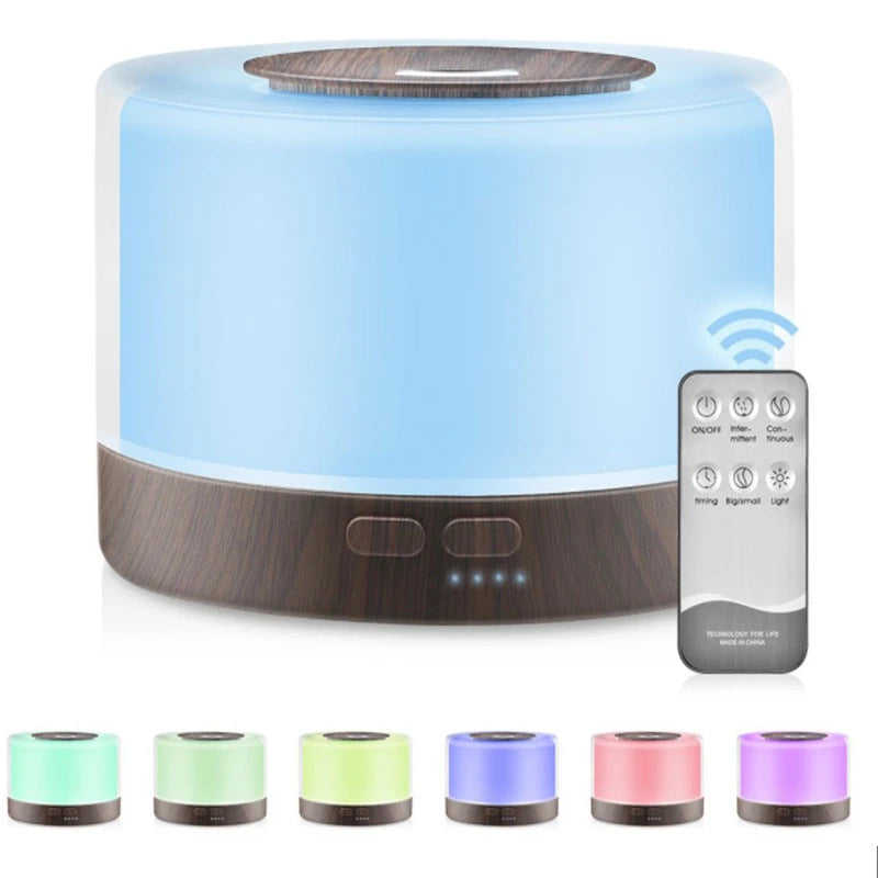 700ml Wood Grain Humidifier | Aromatherapy Diffuser with Colorful Night Light