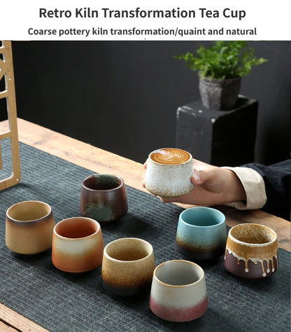 Vintage Ceramic Tea & Coffee Cup | Rustic Coarse Pottery Stove Cup