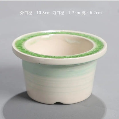 Ceramic Glazed Mini Flower Pot – Hand-Painted Ice Split Thumb Basin | Creative Round Mouth Succulent & Fleshy Plant Pot