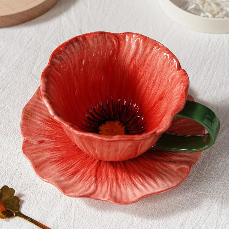 Ceramic Coffee Cup & Saucer Set | Afternoon Tea Latte Cup for Home & Cafe