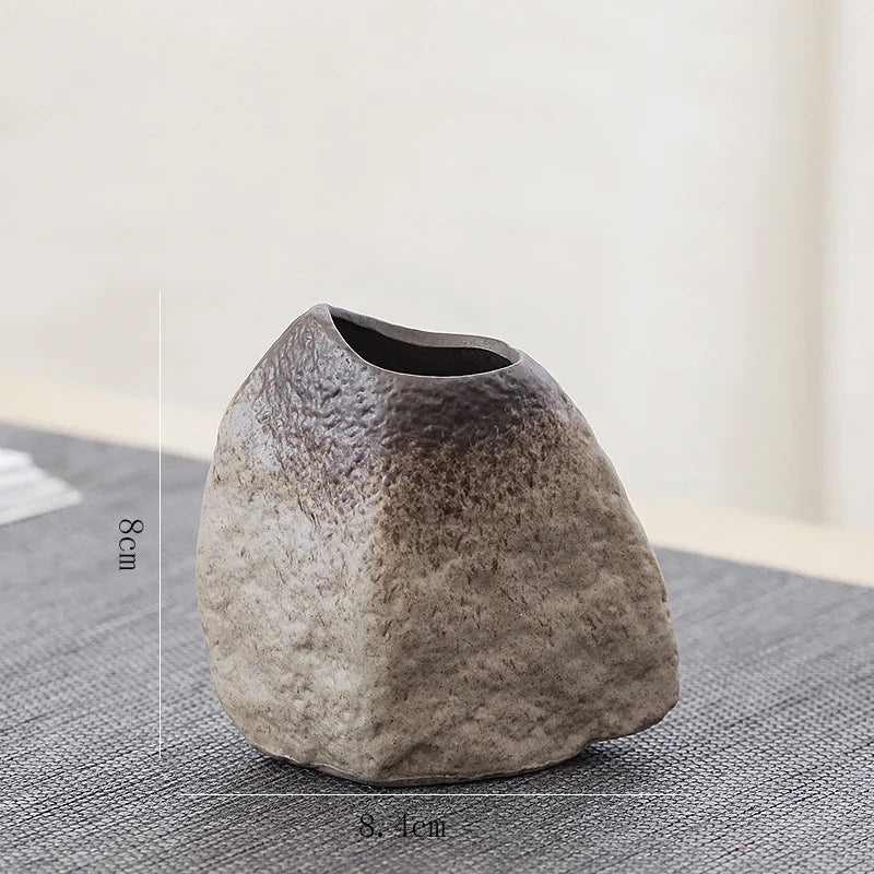 CHANSHOVA Retro Ceramic Small Vase | China Pottery Floral Decorative Container | Modern Home Decor