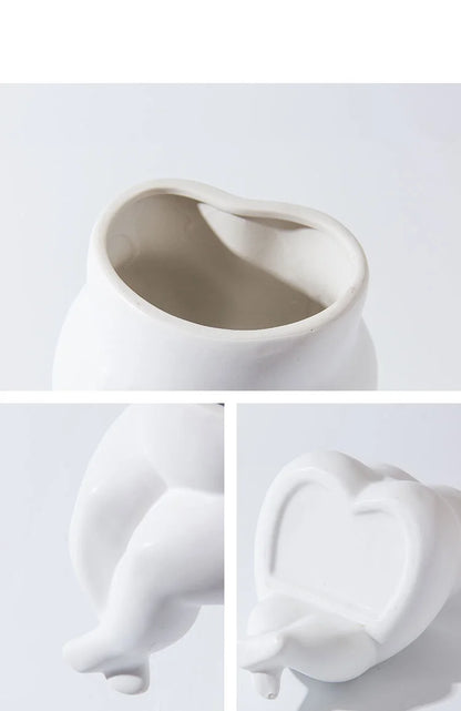 Ceramic Leg Vase – Body Art Decorative Flower Pot | Hydroponic Succulent Planter & Living Room Decor