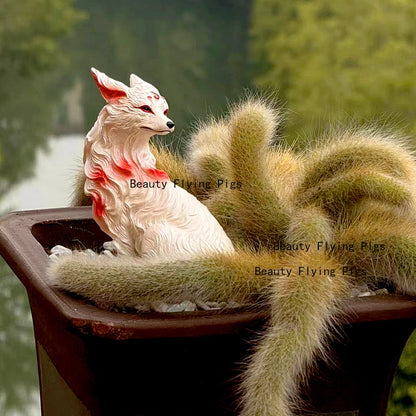 Resin Nine Tailed Fox Sculpture | Animal Figurine Home Decor