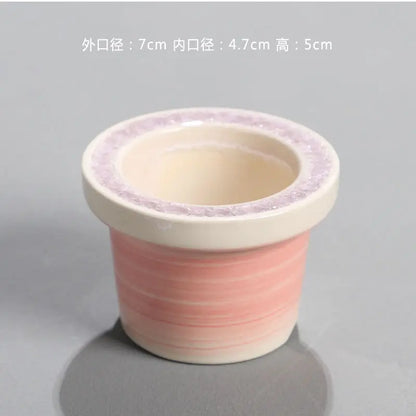 Ceramic Glazed Mini Flower Pot – Hand-Painted Ice Split Thumb Basin | Creative Round Mouth Succulent & Fleshy Plant Pot