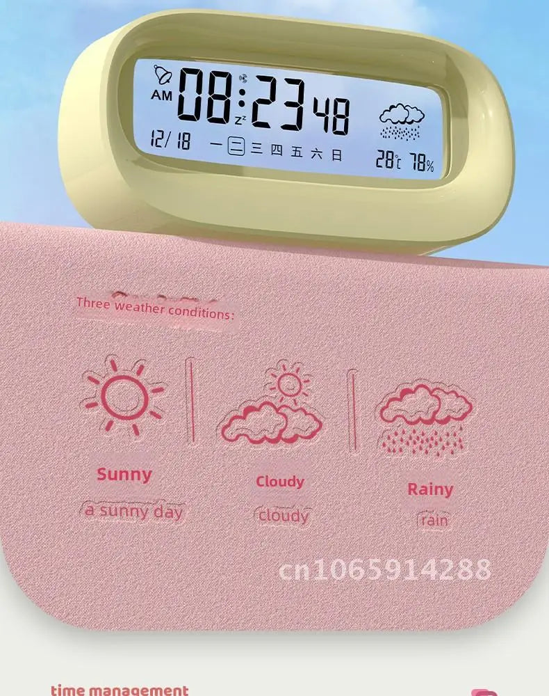 Rechargeable Cartoon Alarm Clock | Digital Calendar with Night Light