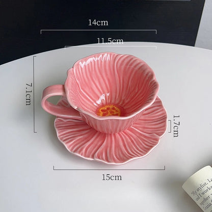 Ceramic Coffee Cup & Saucer Set | Afternoon Tea Latte Cup for Home & Cafe