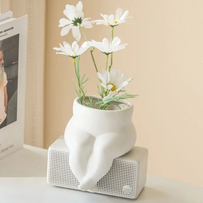 Ceramic Leg Vase – Body Art Decorative Flower Pot | Hydroponic Succulent Planter & Living Room Decor
