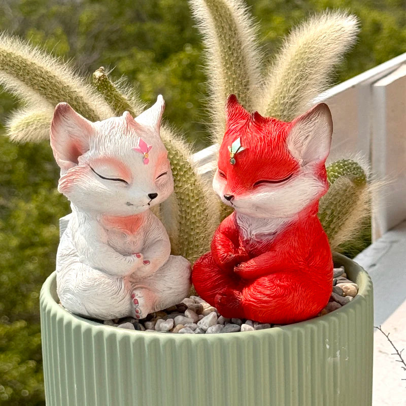 Resin Nine Tailed Fox Sculpture | Animal Figurine Home Decor