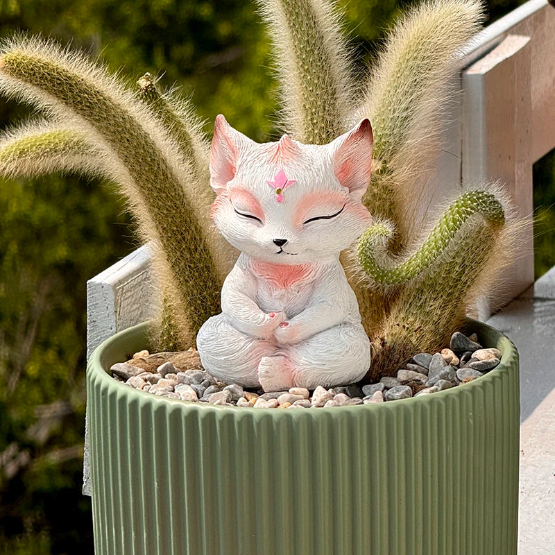 Resin Nine Tailed Fox Sculpture | Animal Figurine Home Decor