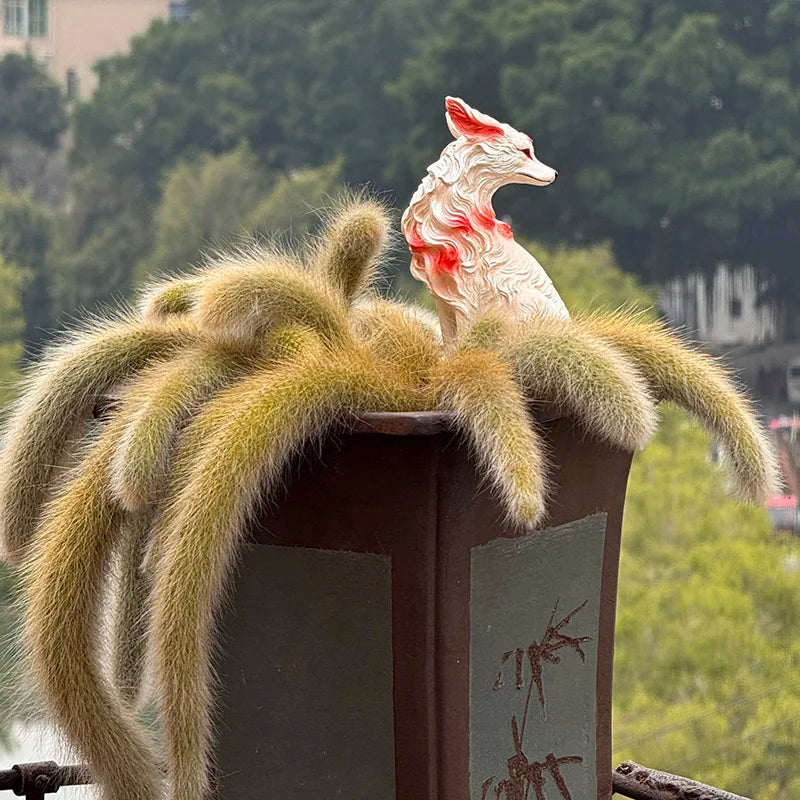 Resin Nine Tailed Fox Sculpture | Animal Figurine Home Decor