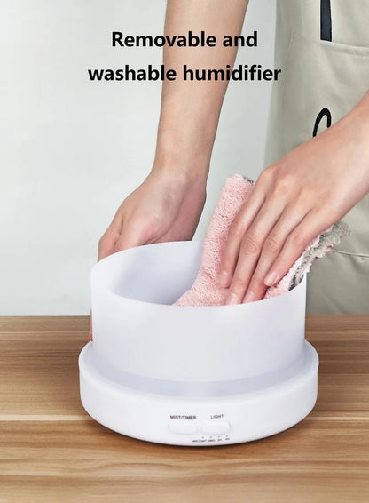 700ml Wood Grain Humidifier | Aromatherapy Diffuser with Colorful Night Light