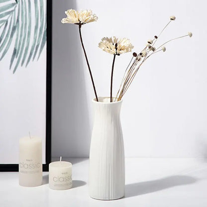 Plastic Imitation Ceramic Flower Vase – Modern Home & Garden Table Decor | Wedding, Party & Bonsai Pot DIY Gift