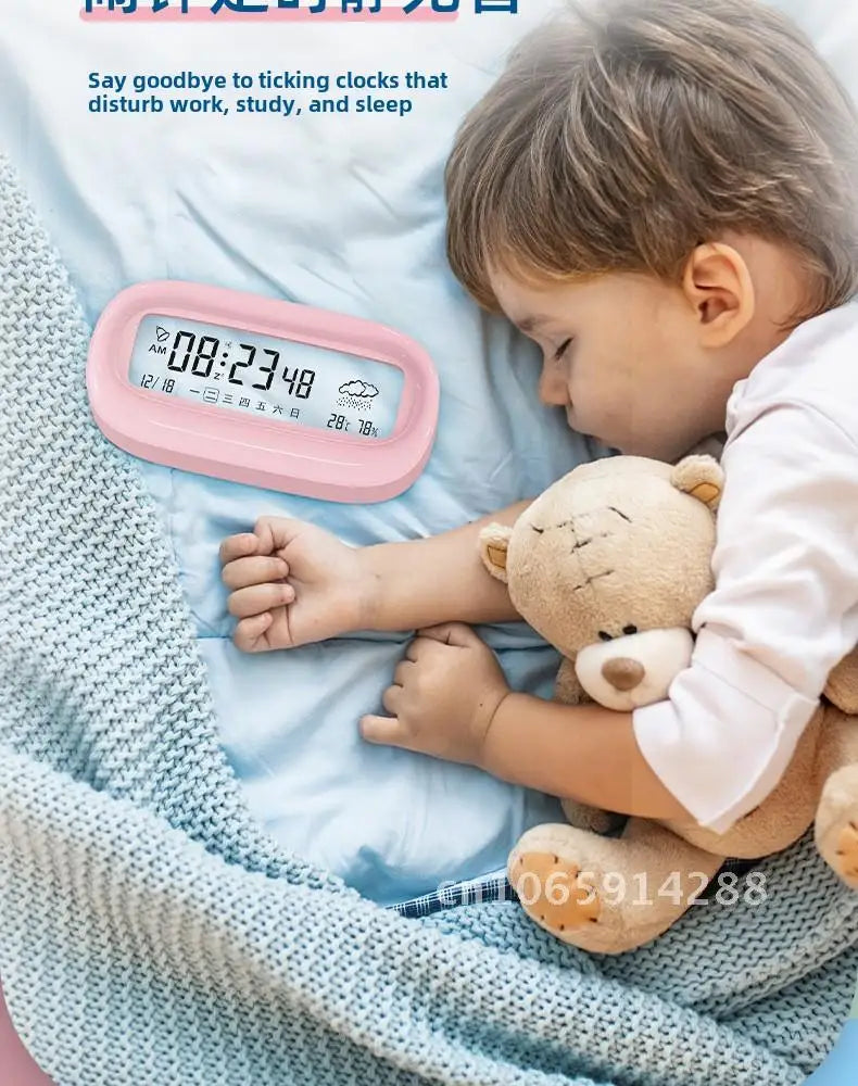 Rechargeable Cartoon Alarm Clock | Digital Calendar with Night Light