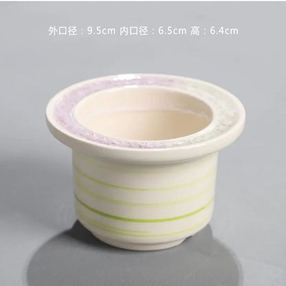 Ceramic Glazed Mini Flower Pot – Hand-Painted Ice Split Thumb Basin | Creative Round Mouth Succulent & Fleshy Plant Pot