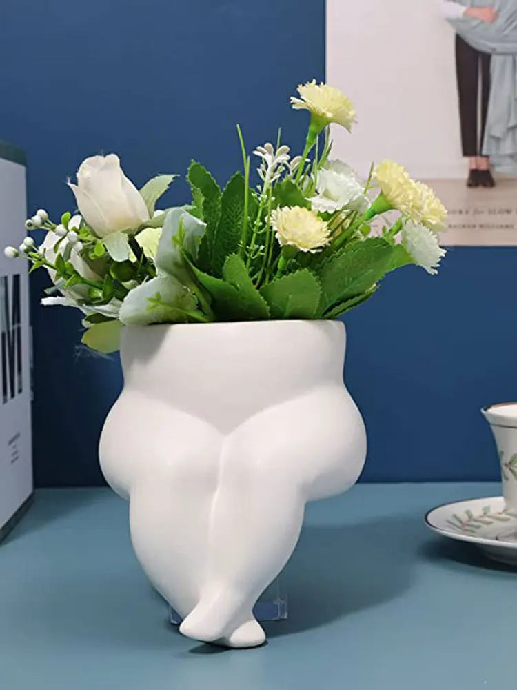 Ceramic Leg Vase – Body Art Decorative Flower Pot | Hydroponic Succulent Planter & Living Room Decor