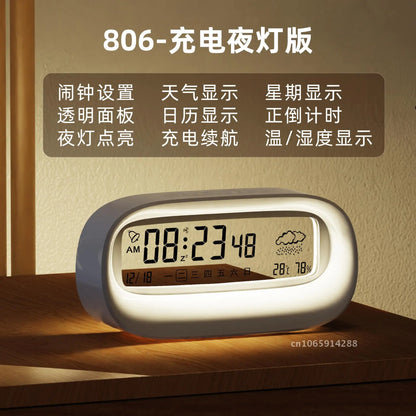 Rechargeable Cartoon Alarm Clock | Digital Calendar with Night Light