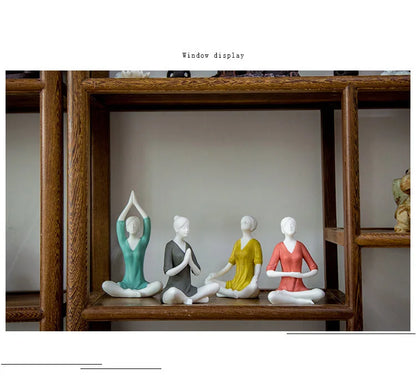 Ceramic Yoga Girl Figurine | Zen Home & Office Table Decor Sculpture