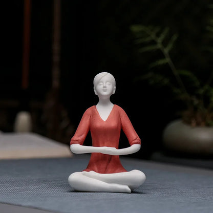 Ceramic Yoga Girl Figurine | Zen Home & Office Table Decor Sculpture