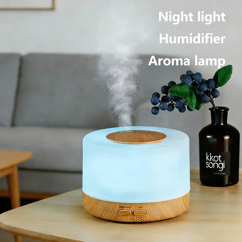 700ml Wood Grain Humidifier | Aromatherapy Diffuser with Colorful Night Light