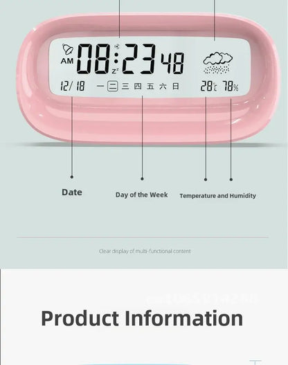 Rechargeable Cartoon Alarm Clock | Digital Calendar with Night Light