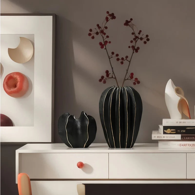Ceramic Vase | Irregular Coral Wave Petal Shaped Flower Arrangement Decor